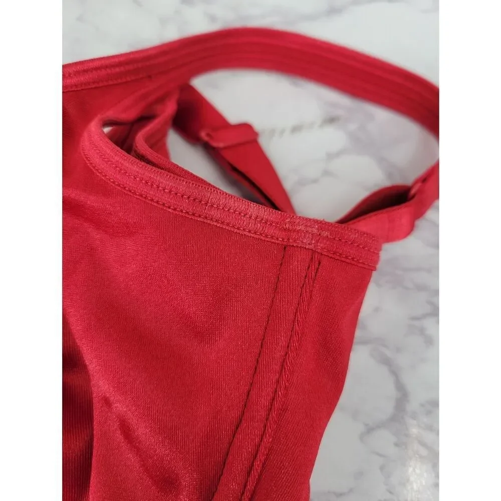 Cacique Red Satin Underwire Bra with Adjustable Straps